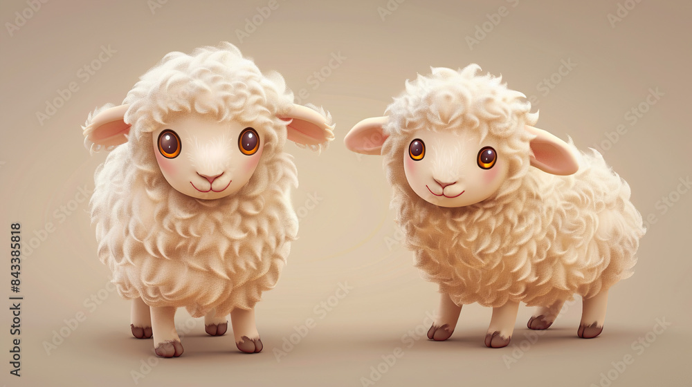 Imagining an image from the sentences sheep and lamb, two sheep, two sheep with a smile and the provided tags: Imagining an image from the sentences sheep and lamb, two sheep, two sheep with a smile and the provided tags: