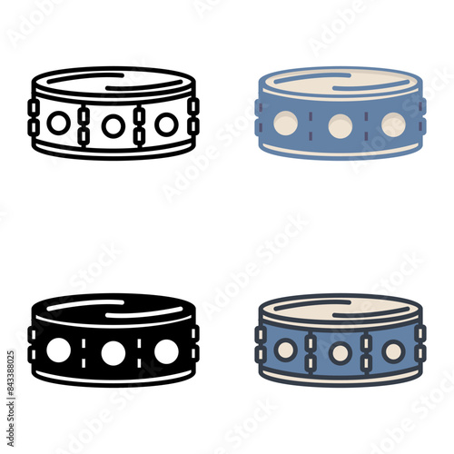 The Snare Drum icon is ideal for representing a percussion instrument known for its sharp, crisp sound.