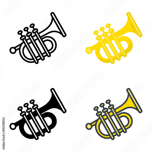 The Mellophone icon represents a brass instrument used in marching bands for mid-range, mellow tones. photo