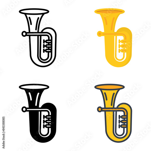 The Tuba icon showcases a brass instrument known for its deep, resonant tones in orchestras and bands.