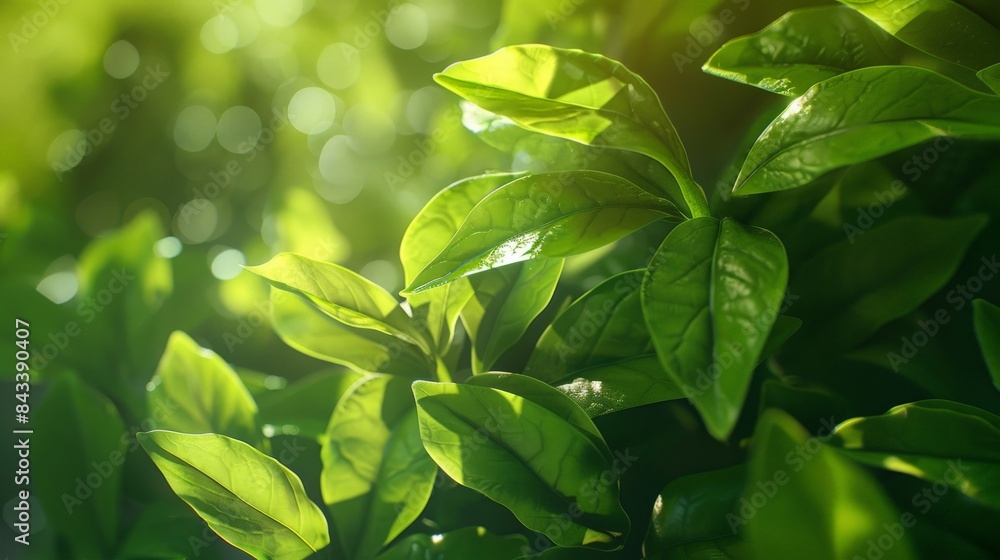 A close-up of vibrant green leaves illuminated by sunlight, creating a serene and natural atmosphere in a lush, outdoor setting. A close-up of vibrant green leaves illuminated by sunlight, creating a serene and natural atmosphere in a lush, outdoor setting.