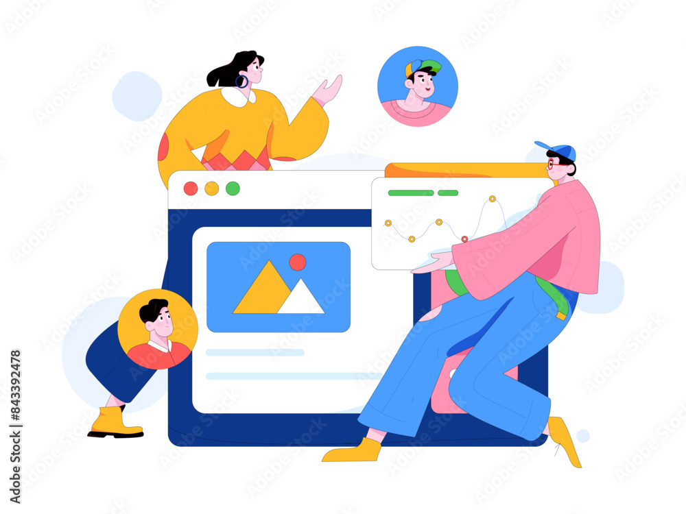 Flat vector illustration of business people operating work scene
Flat vector illustration of business people operating work scene