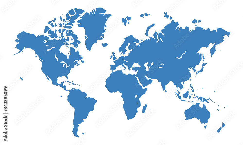 Naklejka premium Blue world map silhouette.