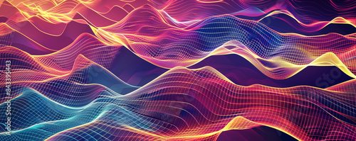 Dynamic vector graphics arranged in a seamless grid, evoking a sense of organized chaos.