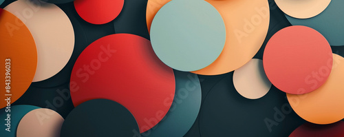 Fluid transitions between shapes and colors, retro Scandinavian.