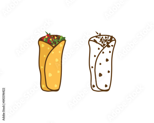 Traditional Mexican Fast food Taco Mexico Delicious Food Illustration Clip Art Set, Taco Pozole, Tortas Tamales, Quesadillas Enchiladas