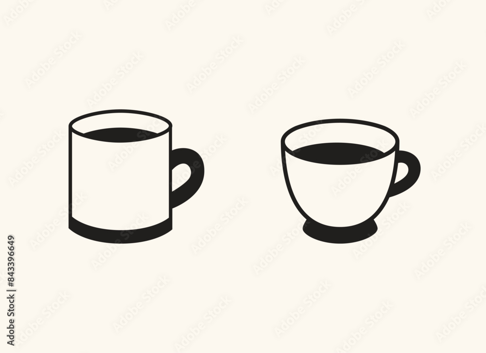 Tea Cup Illustration Clip Art Set, Delicious Drink Template, Tea Cup Drink Illustration Clip Art