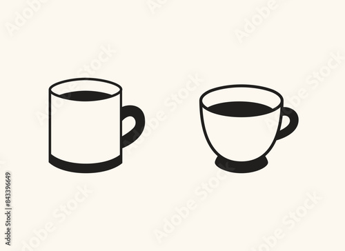 Tea Cup Illustration Clip Art Set, Delicious Drink Template, Tea Cup Drink Illustration Clip Art