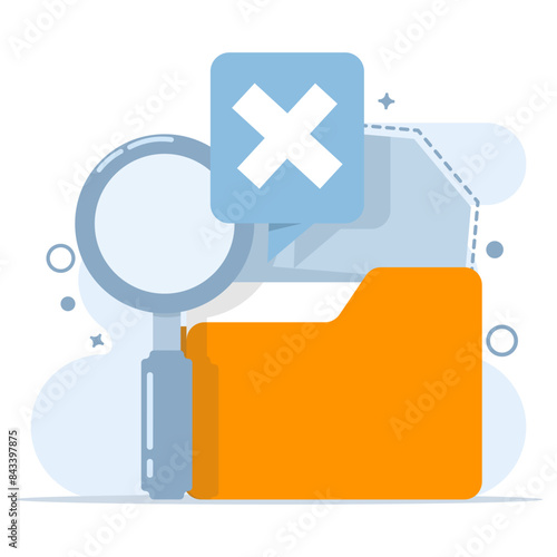 Concept no result data, document or file not found concept. File management administration, data archiving, modern graphic elements for landing page, ui, infographics, icons, etc, flat vector.