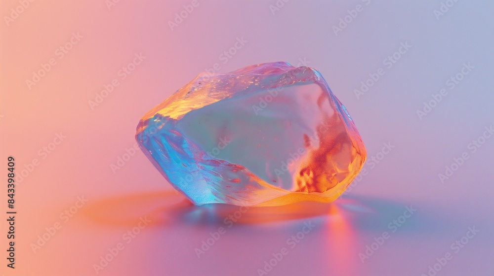 Flat diamond-shaped stone in the center for product display, clean background, iridescent effect, dramatic composition. Flat diamond-shaped stone in the center for product display, clean background, iridescent effect, dramatic composition.