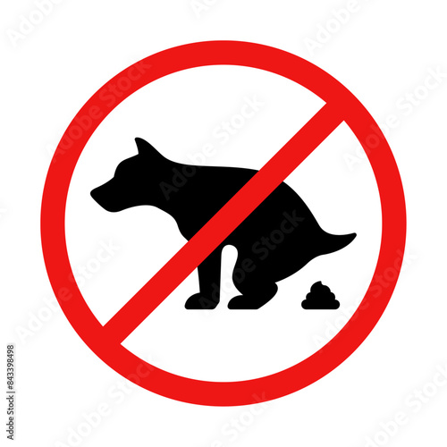 No Dog Poop Sign on White Background