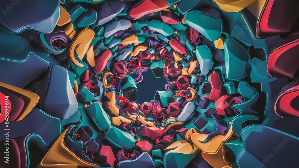 Obraz premium Abstract background in the shape of a futuristic spiral tunnel
