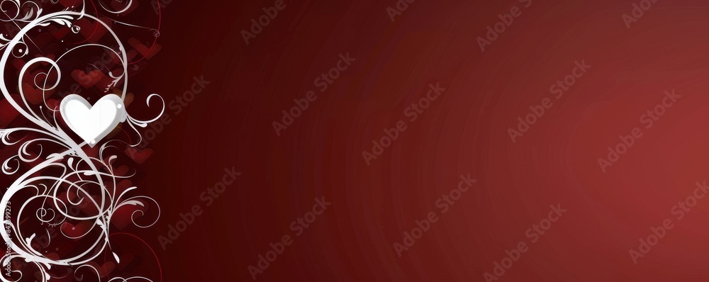 Romantic wallpaper with swirling white heart on red background Romantic wallpaper with swirling white heart on red background