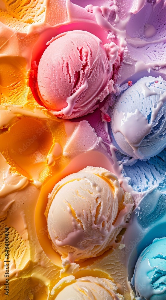 Close Up of Colorful Ice Cream Scoops in a Carton Close Up of Colorful Ice Cream Scoops in a Carton