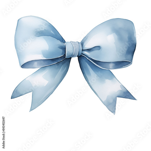 a transparent PNG file of a watercolor blue bow ribbon for a graphic resource