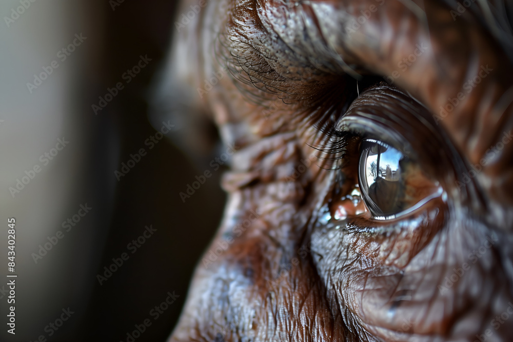 Skin wrinkles around the eye of African elder woman Skin wrinkles around the eye of African elder woman