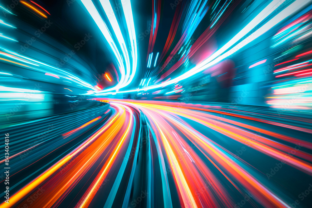 Speed neon night motion on urban streets, light trail. Speed neon night motion on urban streets, light trail.