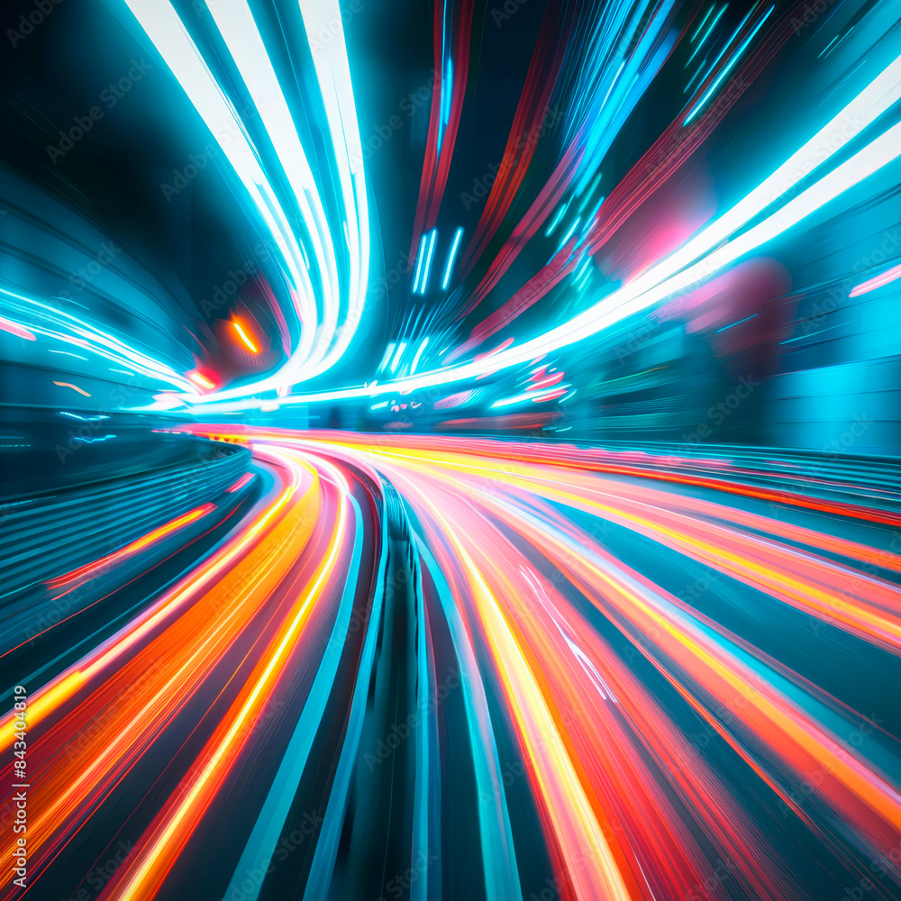 Speed neon night motion on urban streets, light trail. Speed neon night motion on urban streets, light trail.
