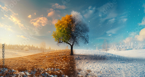 Comparative difference between summer and winter season of the same place that is split in between for the comparison 