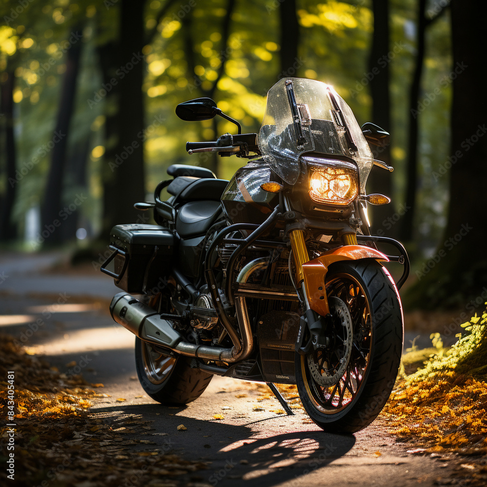 Fototapeta premium The Motorcycle Gleams in Sunlight