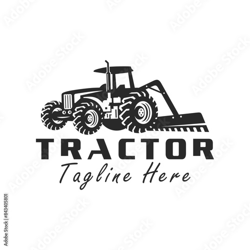 tractor plowing paddy field logo