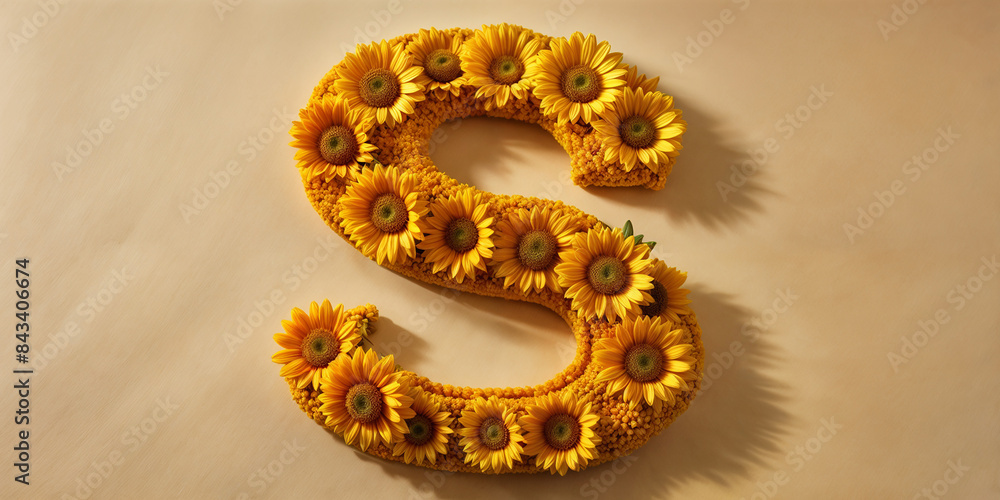 letter S in flowers, letter S in flowers,