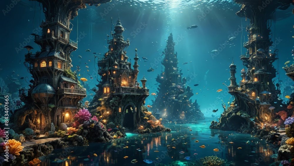 Underwater Fantasy Cityscape Underwater Fantasy Cityscape