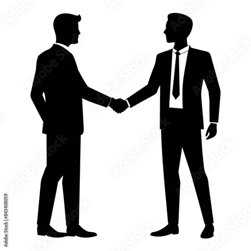 two business people handshake each other vector silhouette isolated white background