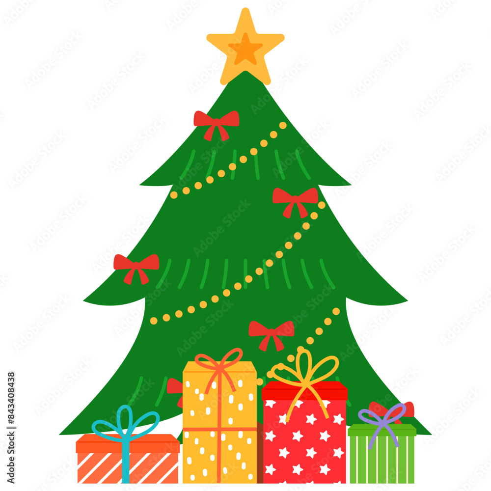christmas tree and gifts box illustration christmas tree and gifts box illustration