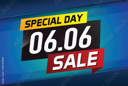 6.6 Special day sale word concept vector illustration with ribbon and 3d style for use landing page, template, ui, web, mobile app, poster, banner, flyer, background, gift card, coupon

