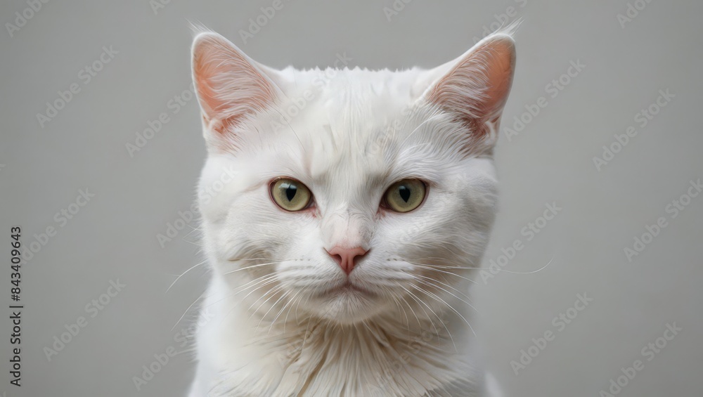 Portrait of a White Cat with Green Eyes Portrait of a White Cat with Green Eyes