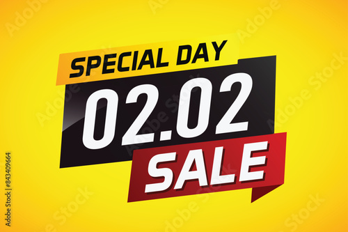 2.2 Special day sale word concept vector illustration with ribbon and 3d style for use landing page, template, ui, web, mobile app, poster, banner, flyer, background, gift card, coupon

