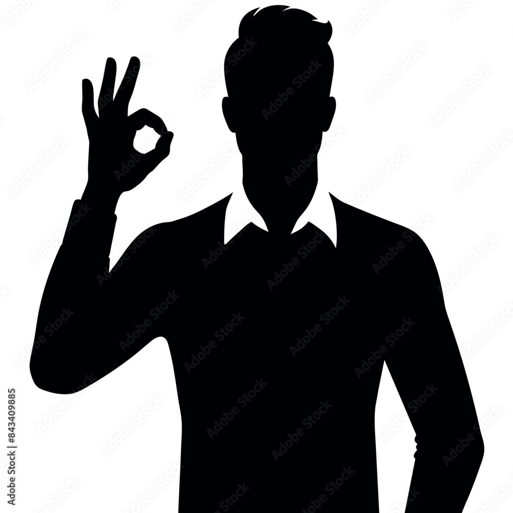 A man showing hand ok sign vector silhouette vector silhouette A man showing hand ok sign vector silhouette vector silhouette