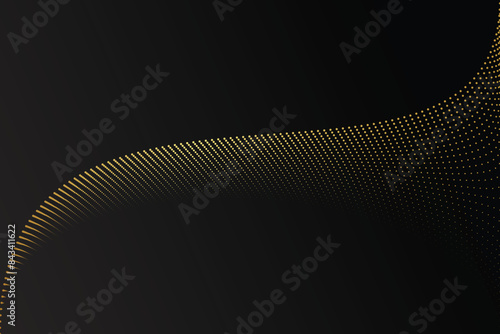 abstract background gold theme with black background circle, wave, dot, swirly, wave line, luxury