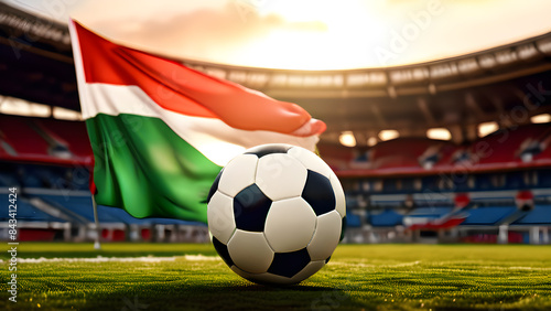 The symbolic power of success and victory. soccer ball on Italy flag background. Generative Ai.