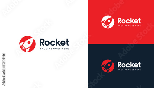 Modern Jet Rocket Plane Launch with Simple Circular Logo Design