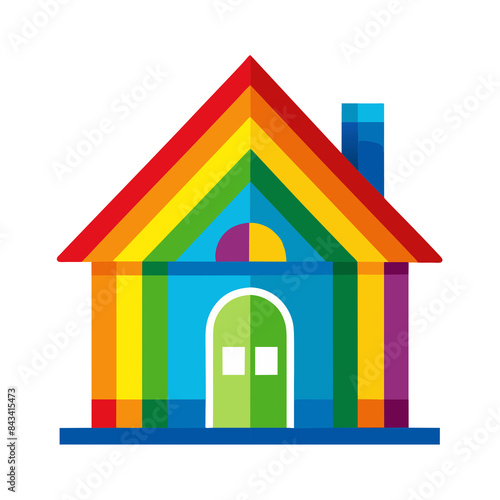 Rainbow LGBT House Isolated on White Background Transparent PNG