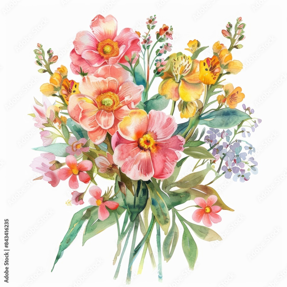 Watercolor picture of a bouquet of flowers Watercolor picture of a bouquet of flowers