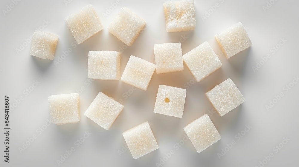 Sugar cubes on solid white background, single object Sugar cubes on solid white background, single object
