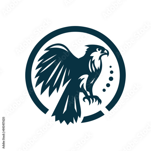 a nice Falcon icon round shape silhouette vector new style with white background