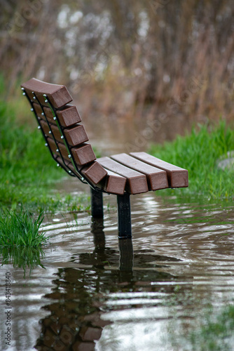 park bench next to the Yampa river in steamboat springs 