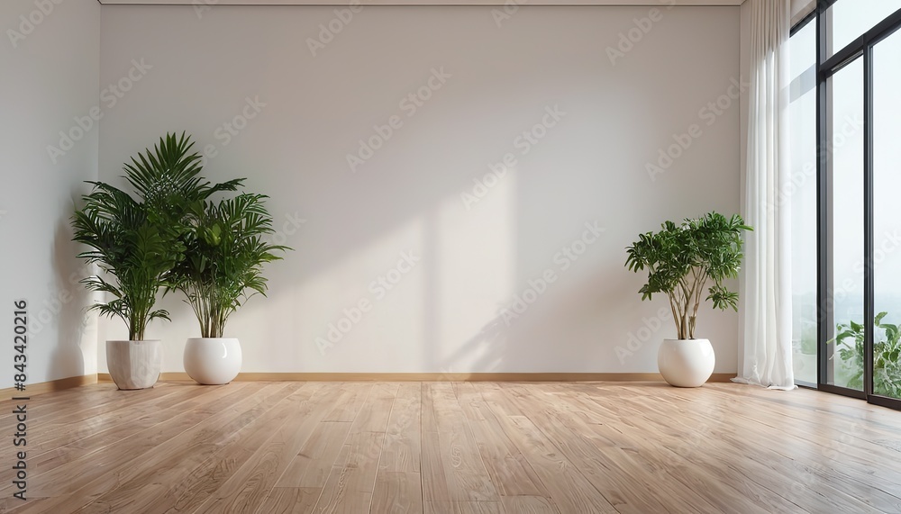 a room with a white wall and a green plant in the corner. a room with a white wall and a green plant in the corner.