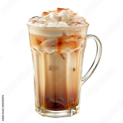 Iced coffee in a glass on a light background