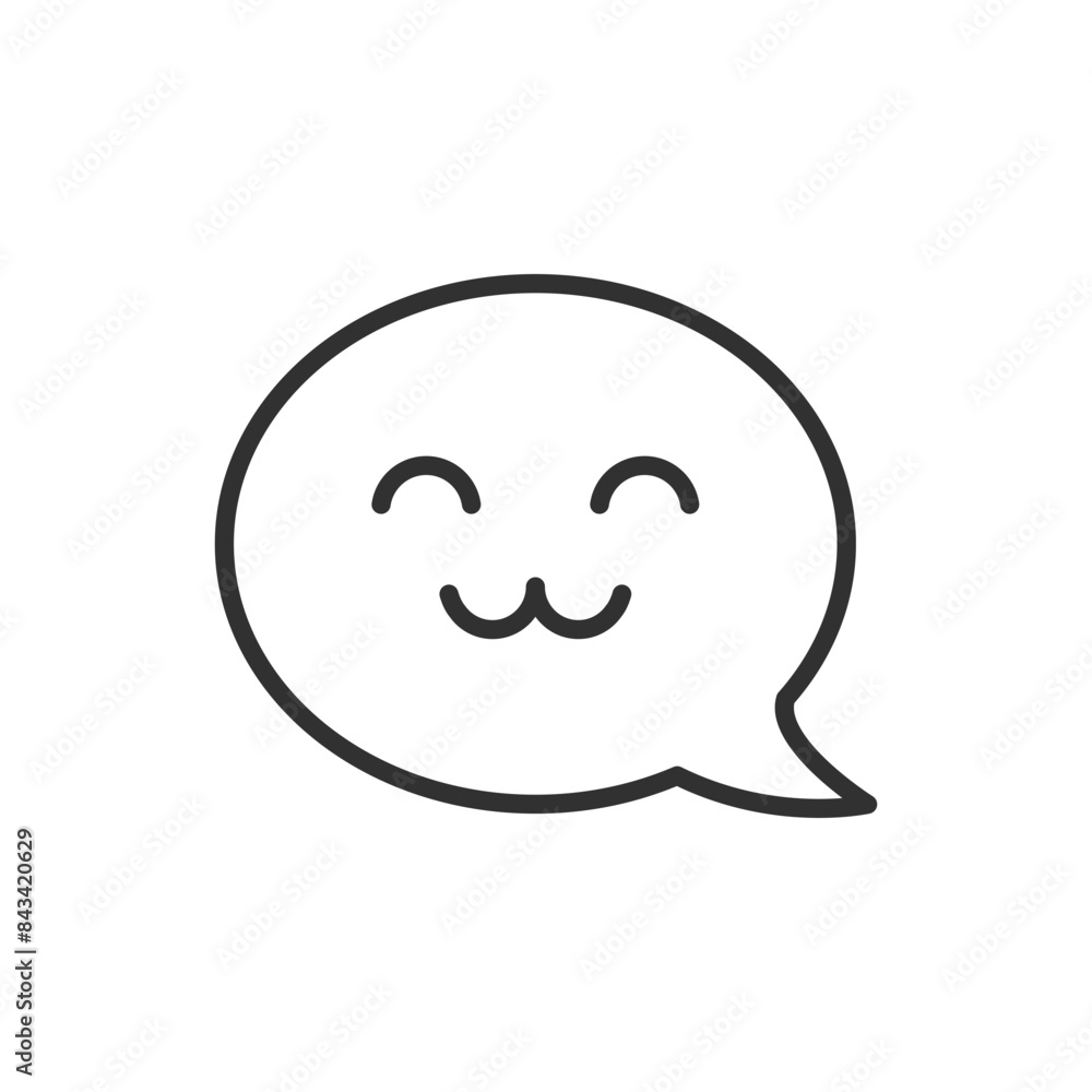 Speech bubble with a smile, linear icon. Line with editable stroke Speech bubble with a smile, linear icon. Line with editable stroke