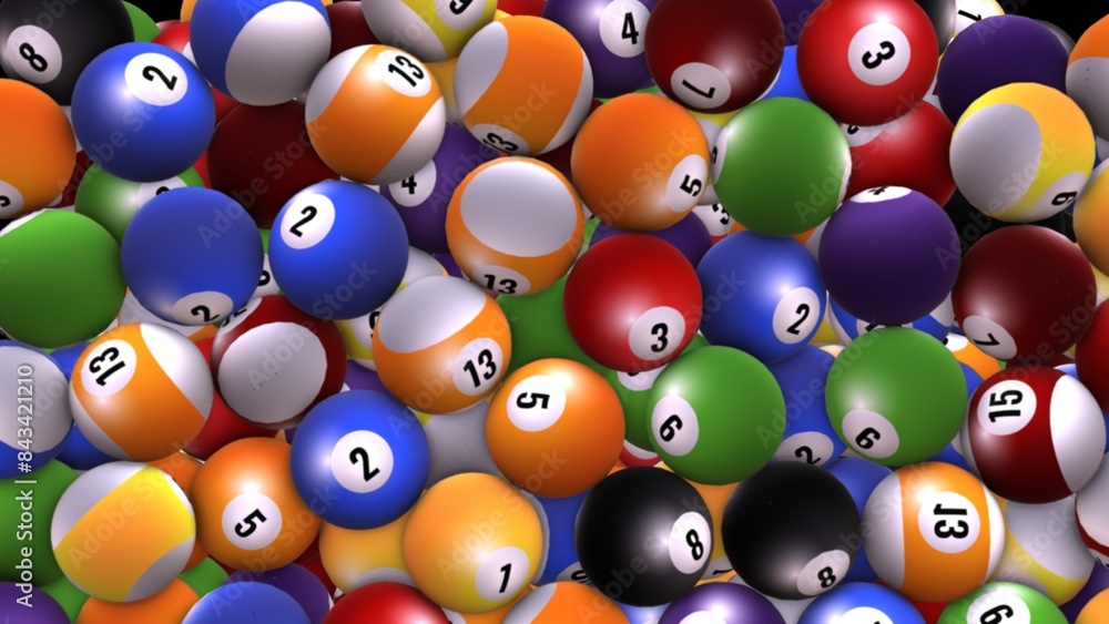 A Colorful Cascade of Billiard Balls.
A close-up view of a chaotic heap of billiard balls, each a vibrant color and numbered, creating a dynamic and visually engaging image. A Colorful Cascade of Billiard Balls.
A close-up view of a chaotic heap of billiard balls, each a vibrant color and numbered, creating a dynamic and visually engaging image.