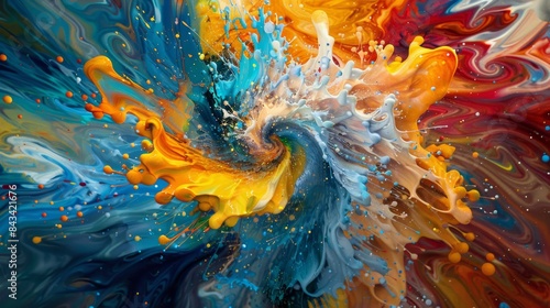 A chemical explosion in the style of Van Gogh, with swirling brushstrokes and vibrant colors that evoke the artist's signature post-impressionist style. photo