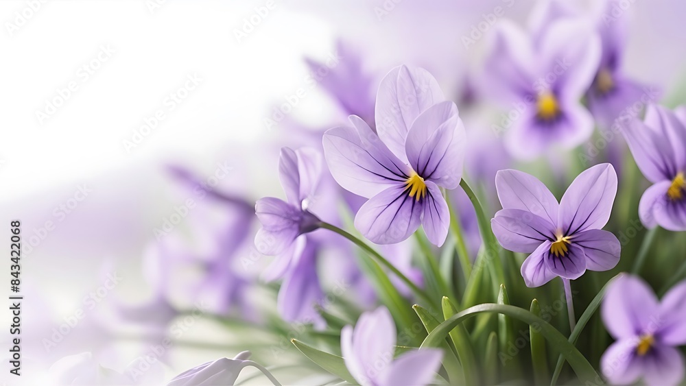Obraz premium Spring violet flowers on a white background