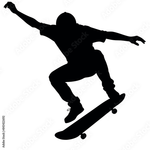 male skateboarder, jumping different type of pose vector silhouette