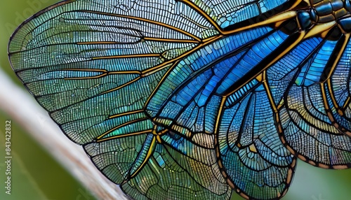 Dragonfly wing close up background with zoomed transparent lattice or macro chitin net