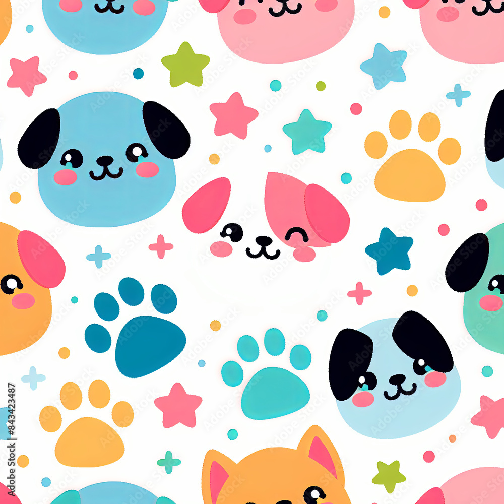 Fototapeta premium Puppy Pattern digital paper background
